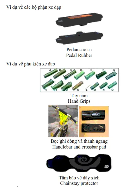 CÁC BỘ PHẬN VÀ PHỤ KIỆN BẰNG CAO SU CỦA XE ĐẠP